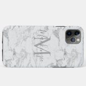 Chic Silver Foil Marble Monogram Case-Mate iPhone Case (Achterkant (horizontaal))