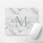 Chic Silver Foil Marble Monogram Muismat (Met muis)