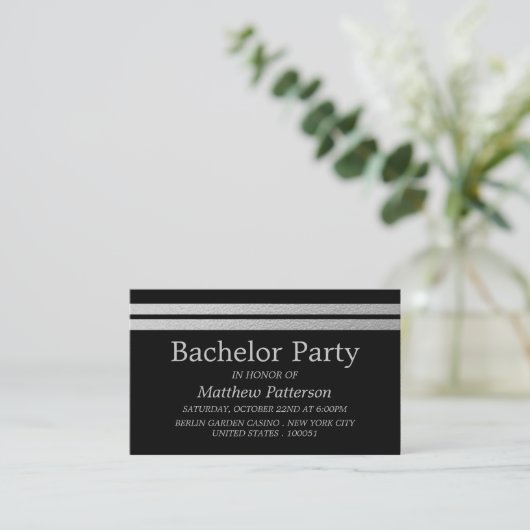 Chic Silver Foil Stripes Bachelor Party Ticket (Staand voorkant)