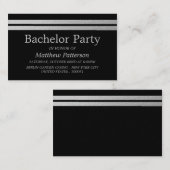 Chic Silver Foil Stripes Bachelor Party Ticket (Voorkant / Achterkant)
