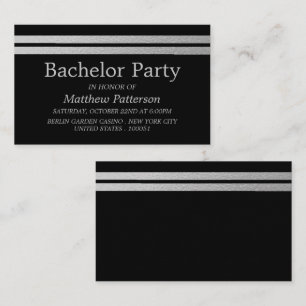 Chic Silver Foil Stripes Bachelor Party Ticket