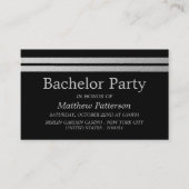 Chic Silver Foil Stripes Bachelor Party Ticket (Voorkant)