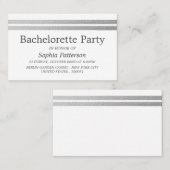 Chic Silver Foil Stripes Bachelorette Party Ticket (Voorkant / Achterkant)