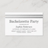 Chic Silver Foil Stripes Bachelorette Party Ticket (Voorkant)
