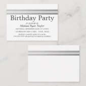 Chic Silver Foil Stripes Birthday Party Ticket (Voorkant / Achterkant)