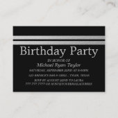 Chic Silver Foil Stripes Birthday Party Ticket (Voorkant)