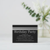 Chic Silver Foil Stripes Birthday Party Ticket (Staand voorkant)