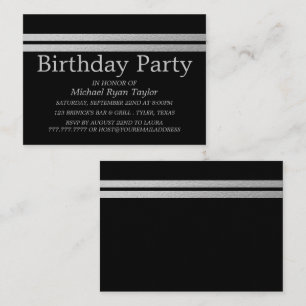 Chic Silver Foil Stripes Birthday Party Ticket