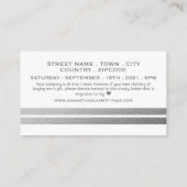 Chic Silver Foil Stripes, Birthday Party Ticket Informatiekaartje (Achterkant)