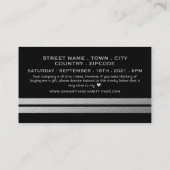 Chic Silver Foil Stripes, Birthday Party Ticket Informatiekaartje (Achterkant)