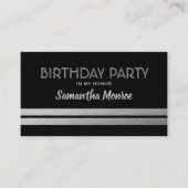 Chic Silver Foil Stripes, Birthday Party Ticket Informatiekaartje (Voorkant)