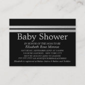 Chic Silver Foil Stripes, Black Baby shower Ticket (Voorkant)
