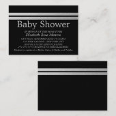 Chic Silver Foil Stripes, Black Baby shower Ticket (Voorkant / Achterkant)