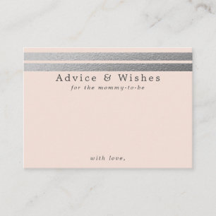 Chic Silver Foil Stripes   Blush roze advieskaarte Informatiekaartje