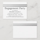 Chic Silver Foil Stripes Engagement Party Ticket (Voorkant / Achterkant)