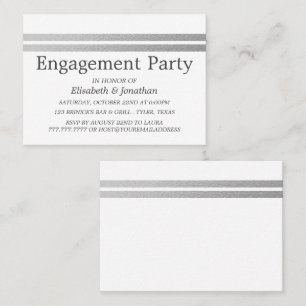 Chic Silver Foil Stripes Engagement Party Ticket