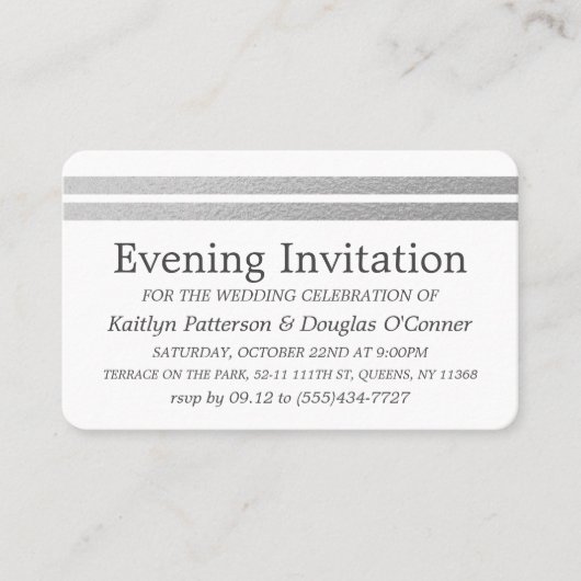 Chic Silver Foil Stripes Evening Event Ticket (Voorkant)