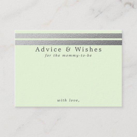 Chic Silver Foil Stripes | Munt Green Advice Cards Informatiekaartje (Voorkant)