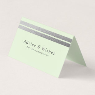 Chic Silver Foil Stripes Munt Green Advice Cards Visitekaartje