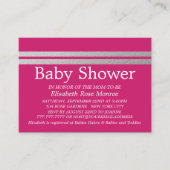 Chic Silver Foil Stripes, Roze Baby shower Ticket (Voorkant)