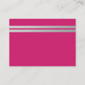 Chic Silver Foil Stripes, Roze Baby shower Ticket (Achterkant)