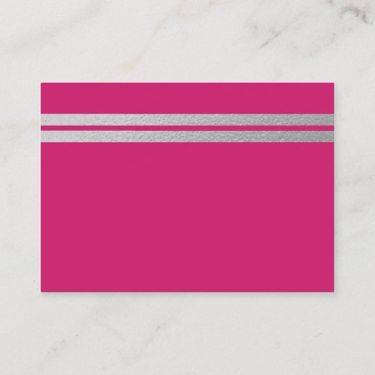 Chic Silver Foil Stripes, Roze Baby shower Ticket (Achterkant)