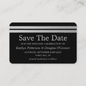 Chic Silver Foil Stripes slaan de Kaart Date op Visitekaartje (Voorkant)