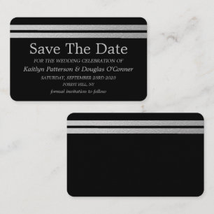 Chic Silver Foil Stripes slaan de Kaart Date op Visitekaartje