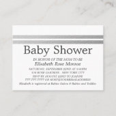 Chic Silver Foil Stripes, White Baby shower Ticket (Voorkant)