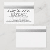 Chic Silver Foil Stripes, White Baby shower Ticket (Voorkant / Achterkant)
