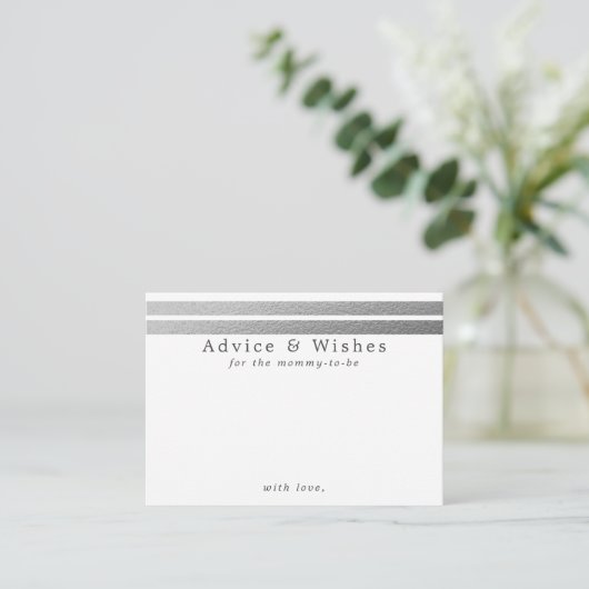 Chic Silver Foil Stripes | Witte advieskaarten Informatiekaartje (Staand voorkant)