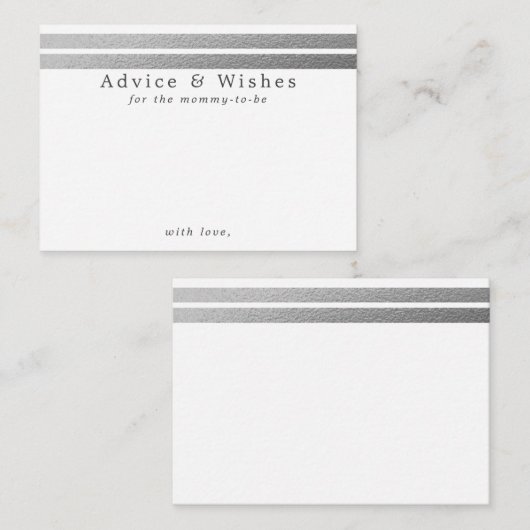 Chic Silver Foil Stripes | Witte advieskaarten Informatiekaartje (Voorkant / Achterkant)