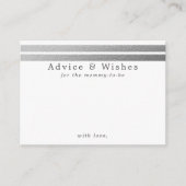 Chic Silver Foil Stripes | Witte advieskaarten Informatiekaartje (Voorkant)