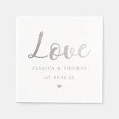Chic Silver Foil Typography Script Love Wedding Servet (Voorkant)