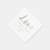 Chic Silver Foil Typography Script Love Wedding Servet (Hoek)