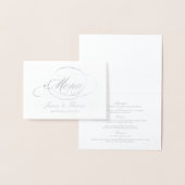 Chic Silver Foil & White Wedding Menu Sjabloon (Display)
