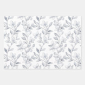Chic Silver Glam Abstract en Bloemen Verjaardag Inpakpapier Vel (Voorkant 2)