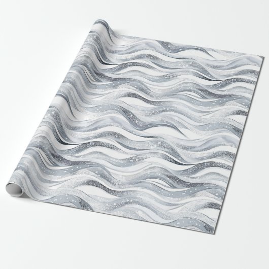 Chic Silver Glam Abstracte verjaardag Cadeaupapier (Uitgerold)