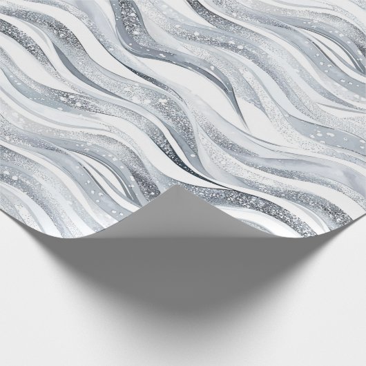Chic Silver Glam Abstracte verjaardag Cadeaupapier (Hoek)