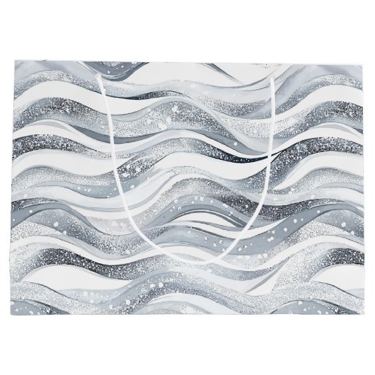 Chic Silver Glam Abstracte verjaardag Groot Cadeauzakje (Achterkant)