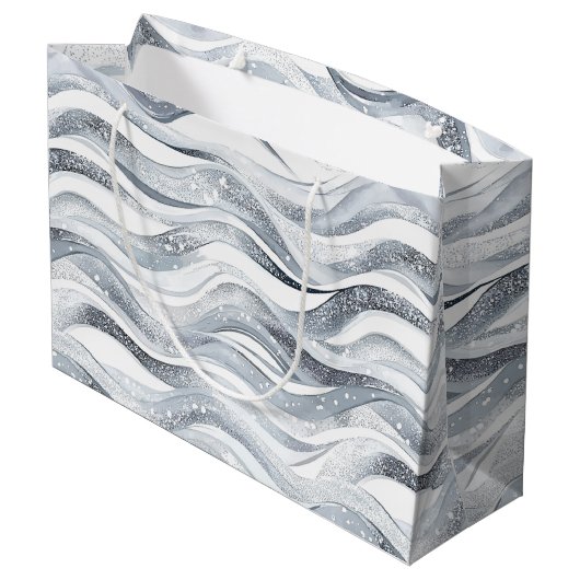 Chic Silver Glam Abstracte verjaardag Groot Cadeauzakje (Achterkant Gekanteld)