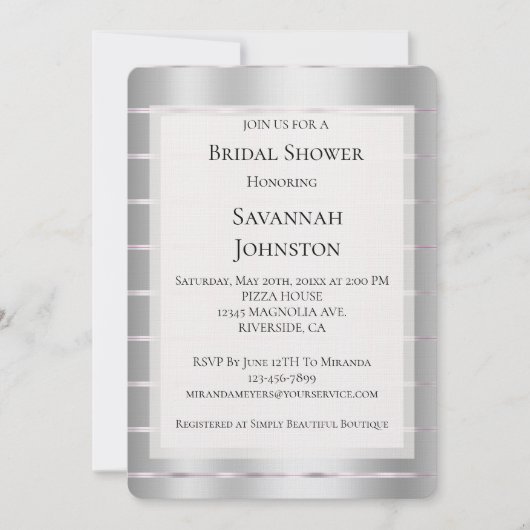 Chic Silver Glam Ribbon Vrijgezellenfeest Kaart (Voorkant)