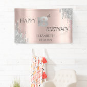 Chic Silver Glitter bestuurt Roos Gold 18e verjaar Spandoek (Insitu)