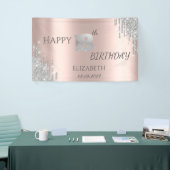 Chic Silver Glitter bestuurt Roos Gold 18e verjaar Spandoek (Beurs)