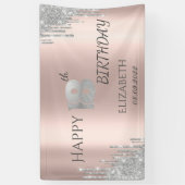 Chic Silver Glitter bestuurt Roos Gold 18e verjaar Spandoek (Verticaal)