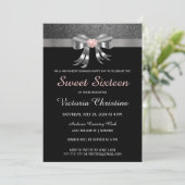 Chic Silver Glitter Birthday Uitnodiging (Staand voorkant)