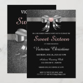 Chic Silver Glitter Birthday Uitnodiging (Voorkant / Achterkant)