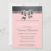Chic Silver Glitter Birthday Uitnodiging (Voorkant)