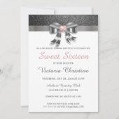 Chic Silver Glitter Birthday Uitnodiging (Voorkant)