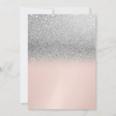 Chic Silver Glitter Bokeh, Tiara Sweet 16 Party Kaart (Achterkant)